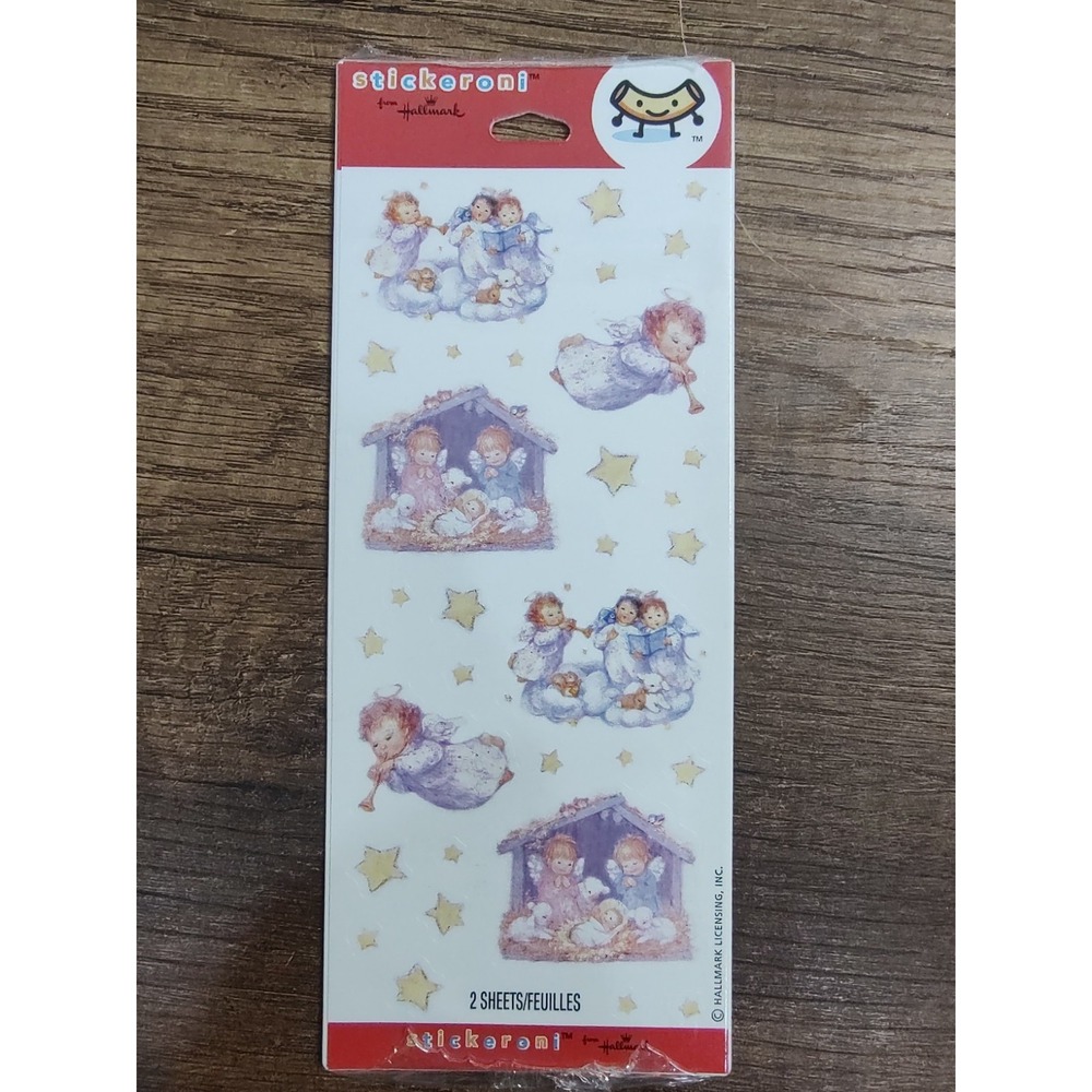 NOS Vtg Stickeroni Hallmark Angel Nativity Christmas Stickers 2 Sheets S213